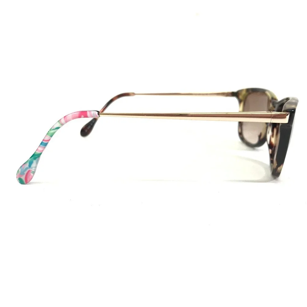 Lilly Pulitzer Sunglasses Martinique TO 9C1 Gold Tortoise Square Brown Lenses